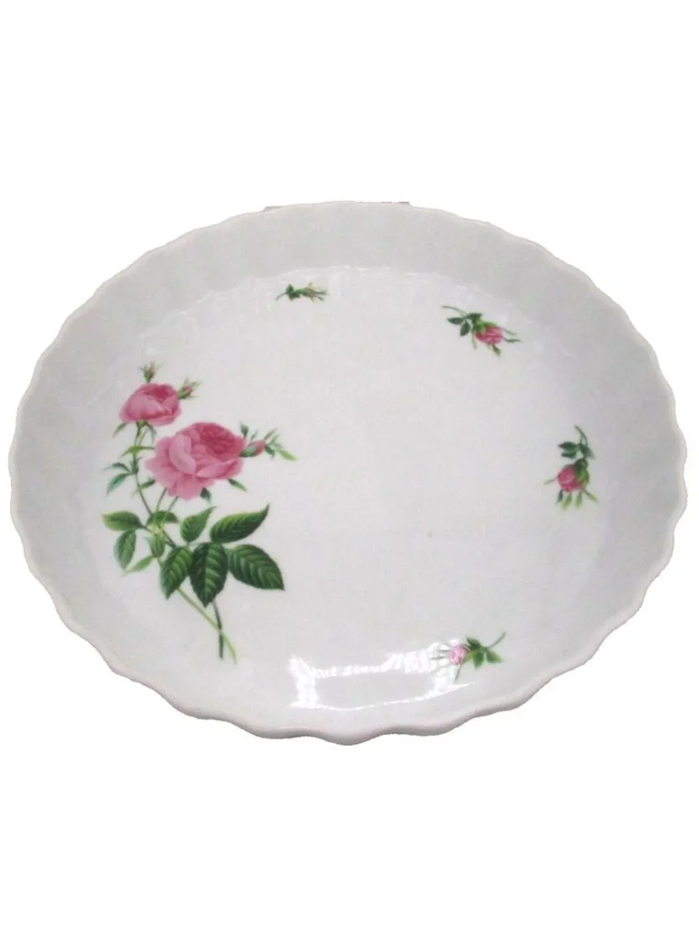 Christineholm Quiche Tart Pie Bakeware Dish White Pink Floral Cottagecore w/ Box